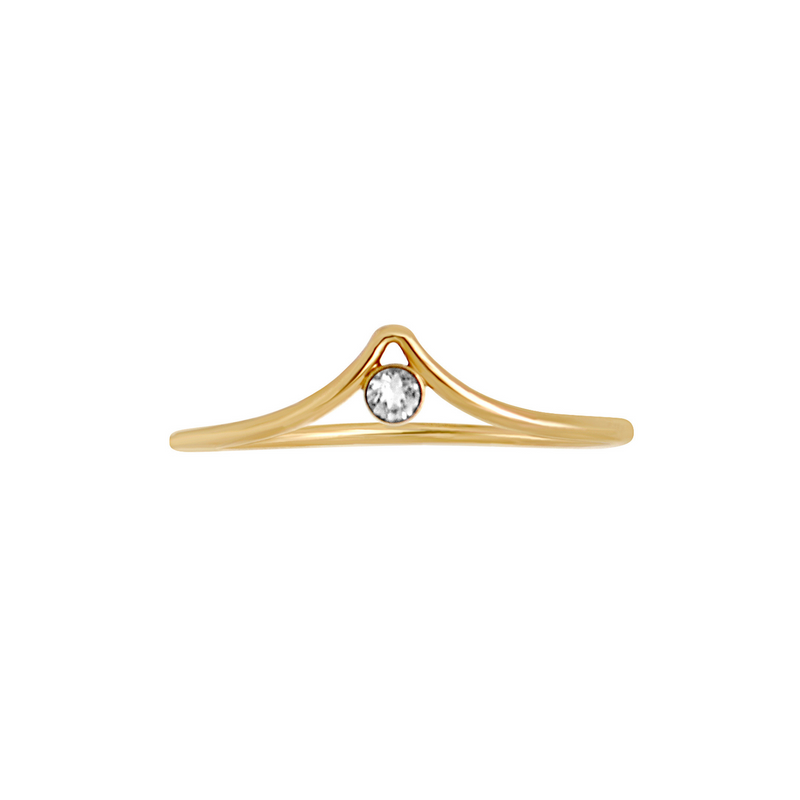 18K Yellow Gold Chevron Diamond Station Wedding Ring-15116y
